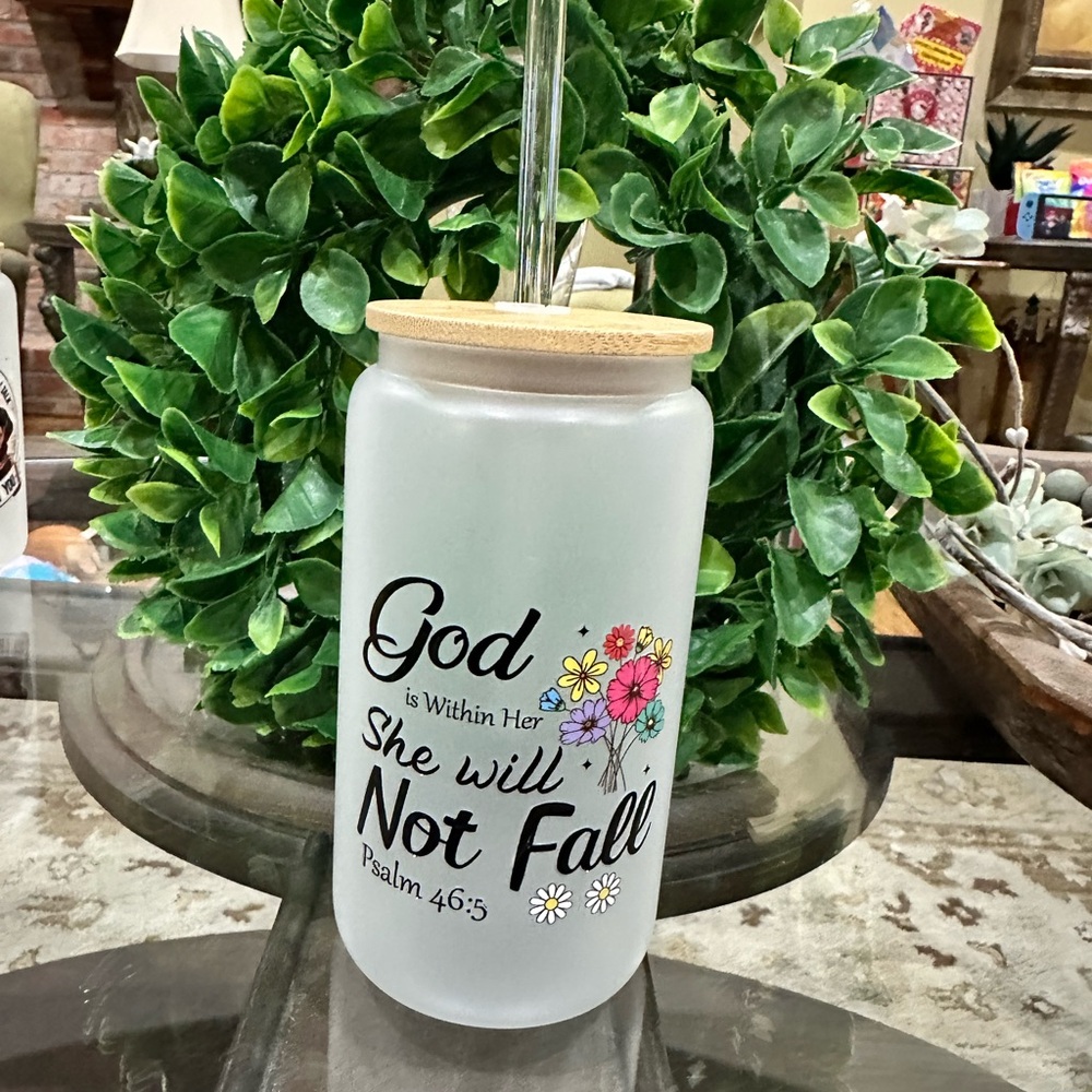Inspirational Frosted Glass Jar with Bamboo Lid